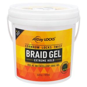 AllDay Locks Braid Gel Extreme Hold – Braiding Gel for Cornrows, Locks, & Twisting, Moisturizing Edge Control for Women and Men, Natural Formula for Extreme Hold – 64 oz Bucket